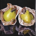 Cover art from EMPATHY LESSONS - two pears leaning in to listen by Alex Zonis