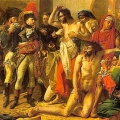 Napoleon visiting the plague victim in a propaganda baiting by Antoine Jean Gros to counter the assertions that Napoleon ordered the victims to be given fatal doses of opium as he retreated from Cairo